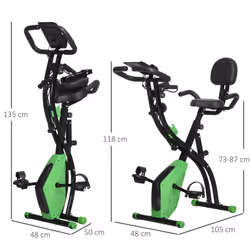 HOMCOM 2-In-1 Folding Exercise Bike with 8-Level Magnetic Resistance Green