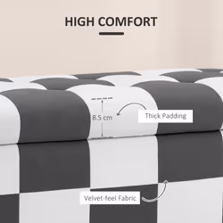 HOMCOM 114 x 47 x 47cm Velvet Storage Ottoman, Button-tufted Footstool Box - Additional view 4
