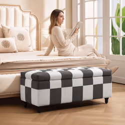 HOMCOM 114 x 47 x 47cm Velvet Storage Ottoman, Button-tufted Footstool Box - Additional view 6