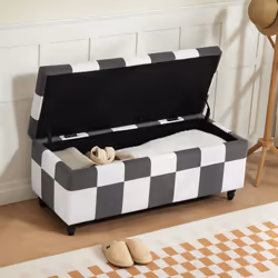 HOMCOM 114 x 47 x 47cm Velvet Storage Ottoman, Button-tufted Footstool Box - Additional view 7