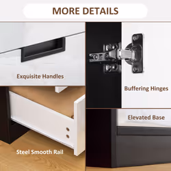 HOMCOM 2 Door Wardrobe White Wardrobe with 3 Drawer and Hanging Rod for Bedroom - Additional view 4