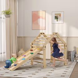 AIYAPLAY 3 in 1 Kids Climbing Set, Foldable Toddler Climbing Toys with Ramp