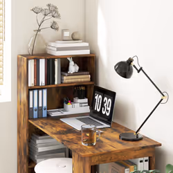 HOMCOM 120cm Computer Desk Bookshelf Writing Table 6 Shelves Brown - Additional view 7