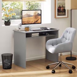 HOMCOM Computer Desk Writing Table Study Workstation Storage - Grey