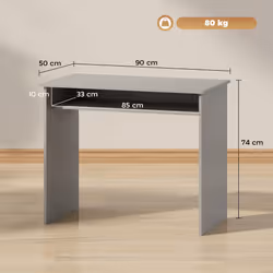 HOMCOM Computer Desk Writing Table Study Workstation Storage - Grey