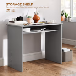 HOMCOM Computer Desk Writing Table Study Workstation Storage - Grey