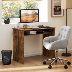 HOMCOM Computer Desk Writing Table Study Workstation Storage - Brown