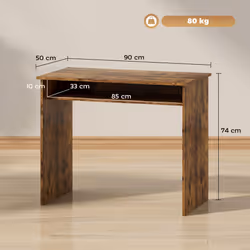 HOMCOM Computer Desk Writing Table Study Workstation Storage - Brown