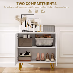 HOMCOM Storage Cabinet, Sideboard with Adjustable Shelf - White - Additional view 4