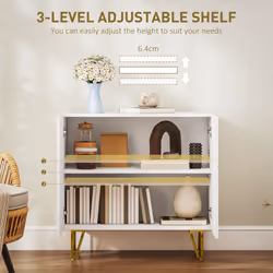 HOMCOM Storage Cabinet, Sideboard with Adjustable Shelf - White - Additional view 5