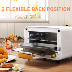 HOMCOM Small Toaster Oven, 12L Mini Countertop Oven with Glass Door, White - Additional view 4