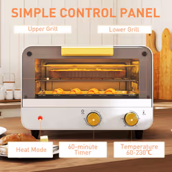 HOMCOM Small Toaster Oven, 12L Mini Countertop Oven with Glass Door, White - Additional view 6