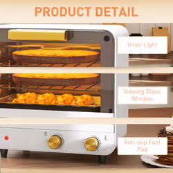 HOMCOM Small Toaster Oven, 12L Mini Countertop Oven with Glass Door, White - Additional view 7