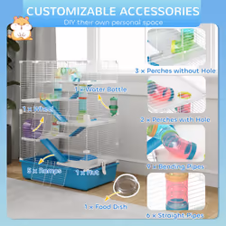 PawHut 6 Tier Hamster Cage with Twin Tower and Accessories, Light Blue - Additional view 5