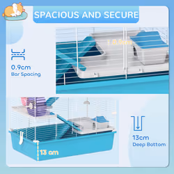 PawHut 6 Tier Hamster Cage with Twin Tower and Accessories, Light Blue - Additional view 6