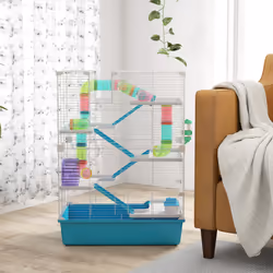 PawHut 6 Tier Hamster Cage with Twin Tower and Accessories, Light Blue - Additional view 7
