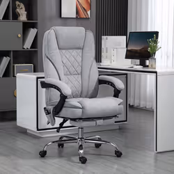 Vinsetto Massage Office Chair, Heated Reclining Desk Chair, Grey