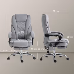 Vinsetto Massage Office Chair, Heated Reclining Desk Chair, Grey