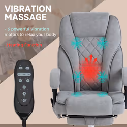Vinsetto Massage Office Chair, Heated Reclining Desk Chair, Grey