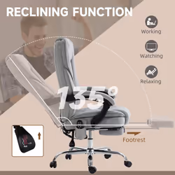 Vinsetto Massage Office Chair, Heated Reclining Desk Chair, Grey - Additional view 5