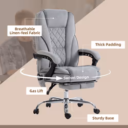 Vinsetto Massage Office Chair, Heated Reclining Desk Chair, Grey - Additional view 6