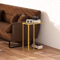 HOMCOM C-Shaped Side Table, End Table with Tempered Glass Tabletop, Gold - Additional view 4