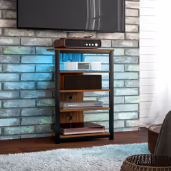 HOMCOM TV Stand with Lights, 4-Tier Storage Shelves for TVs up to 29"