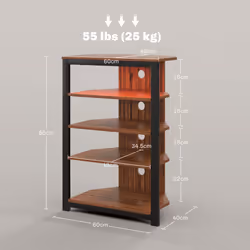 HOMCOM TV Stand with Lights, 4-Tier Storage Shelves for TVs up to 29"