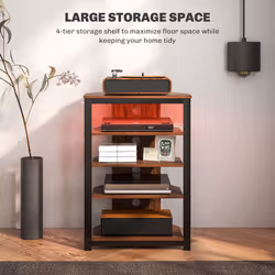 HOMCOM TV Stand with Lights, 4-Tier Storage Shelves for TVs up to 29" - Additional view 4