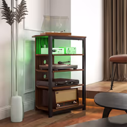 HOMCOM TV Stand with Lights, 4-Tier Storage Shelves for TVs up to 29" - Additional view 7