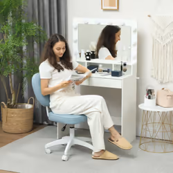 Vinsetto Vanity Task Chair with Adjustable Height, Armless - Blue