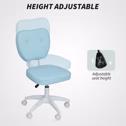 Vinsetto Vanity Task Chair with Adjustable Height, Armless - Blue