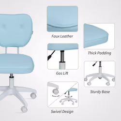 Vinsetto Vanity Task Chair with Adjustable Height, Armless - Blue - Additional view 4