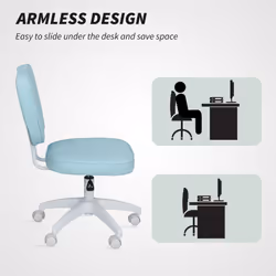 Vinsetto Vanity Task Chair with Adjustable Height, Armless - Blue - Additional view 5