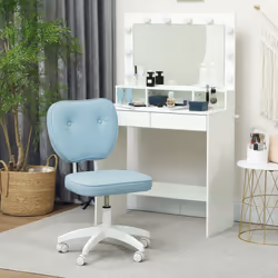 Vinsetto Vanity Task Chair with Adjustable Height, Armless - Blue - Additional view 7