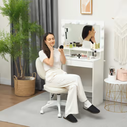 Vinsetto Vanity Task Chair with Adjustable Height, Armless - White