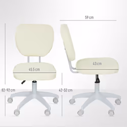 Vinsetto Vanity Task Chair with Adjustable Height, Armless - White