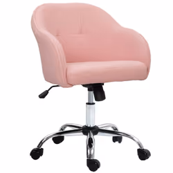HOMCOM Fluffy Vanity Chair for Desk, with Height Adjustable, Wheels, Pink - Additional view 4