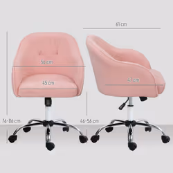 HOMCOM Fluffy Vanity Chair for Desk, with Height Adjustable, Wheels, Pink - Additional view 5