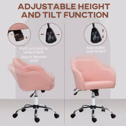 HOMCOM Fluffy Vanity Chair for Desk, with Height Adjustable, Wheels, Pink - Additional view 6