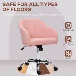 HOMCOM Fluffy Vanity Chair for Desk, with Height Adjustable, Wheels, Pink - Additional view 7