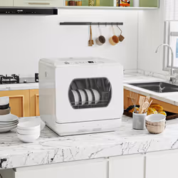 HOMCOM Worktop Dishwasher w/ 4 Place Settings 6 Programs, White