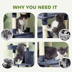 PawHut 206cm Cat Tree with Scratching Posts, Beds, Condos, Toys, Dark Grey - Additional view 6