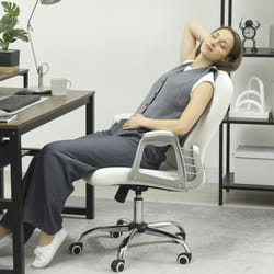Vinsetto Home Office Chair with Adjustable Height Tilt Function Cream White
