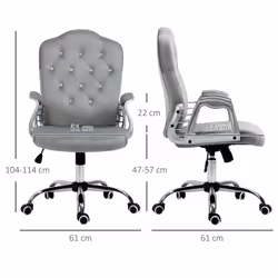 Vinsetto Home Office Chair with Adjustable Height Tilt Function Grey - Additional view 2