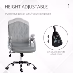 Vinsetto Home Office Chair with Adjustable Height Tilt Function Grey - Additional view 3