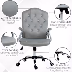 Vinsetto Home Office Chair with Adjustable Height Tilt Function Grey - Additional view 6