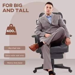 HOMCOM Office Chair, Ergonomic Desk Chair with Foot Rest, Black