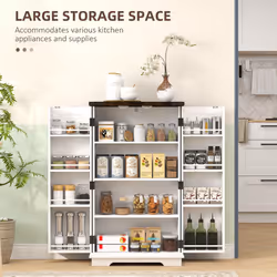 HOMCOM Kitchen Cupboard Pantry Cabinet with Adjustable Shelves White