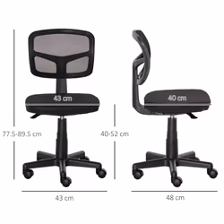 Vinsetto Small Office Chair without Arms, Ergonomic Swivel Mesh Desk Chair - Additional view 2